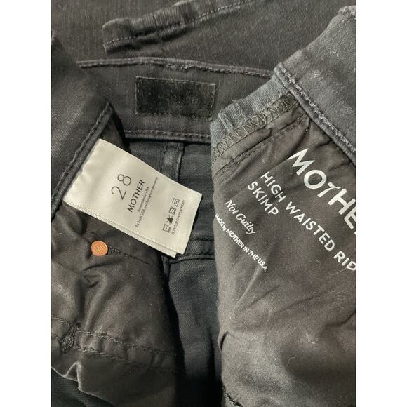 Mother The High Waisted 'Rider' Black Cotton Skimp Denim Jean Size 28 - Picture 6 of 6